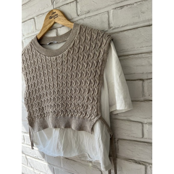 ZARA‎ Layered Docking Cable Braid Size Large Beige white 3-0815S - Picture 2 of 9